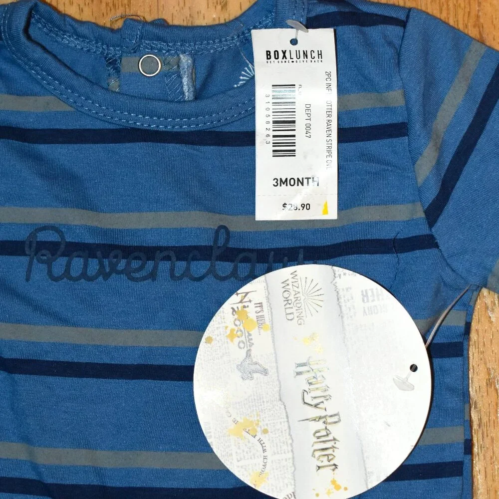 NWT Box Lunch Harry Potter‎ Ravenclaw 2 Piece Overall Outfit Sz 3 Months